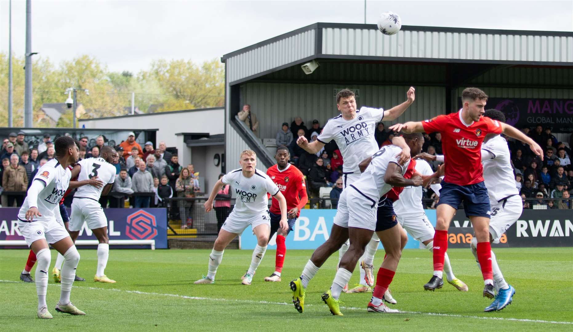 Ebbsfleet battle it out against Boreham Wood on the final day of the season. Picture: Ed Miller/EUFC