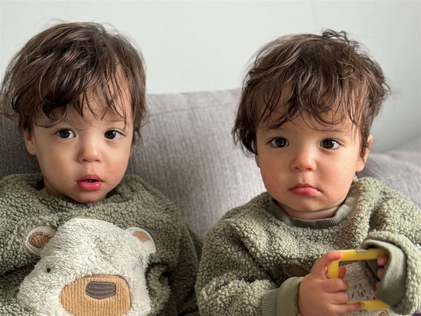 Twins Artemis and Perseus, now 18 months old. Picture: SWNS