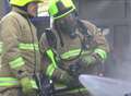 Firefighters tackle container blaze