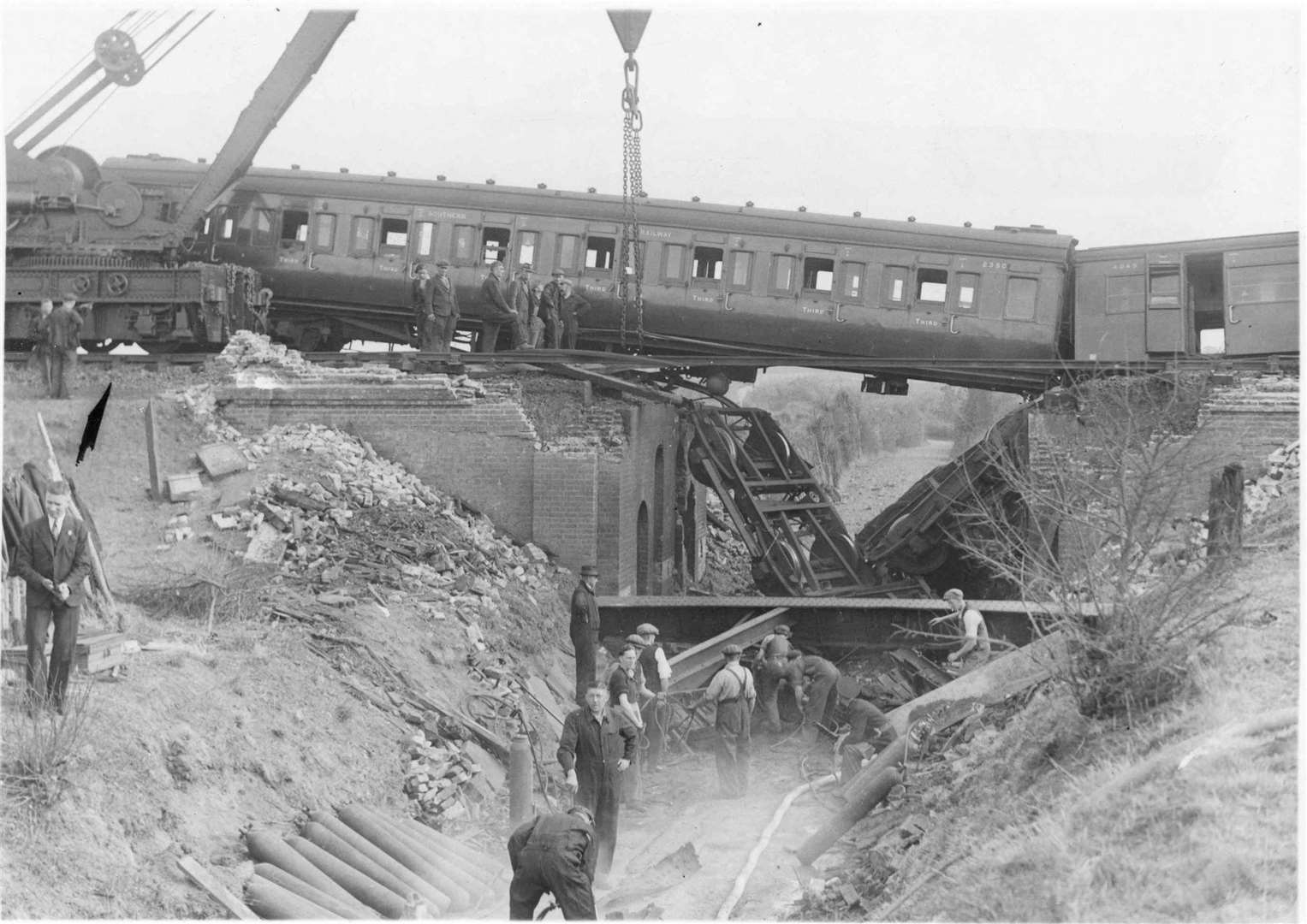 The train which crashed in Upchurch, just outside Rainham, in August 1944