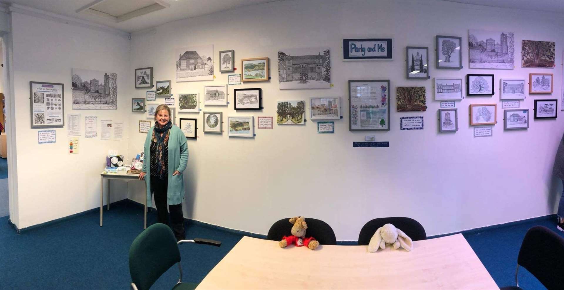 Shelagh Oates at a previous exhibition at Allington Library