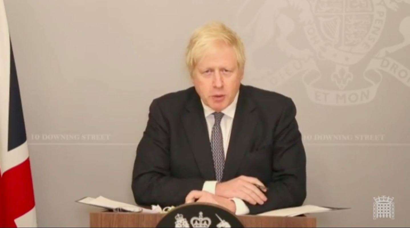 Boris Johnson was speaking remotely from Downing Street