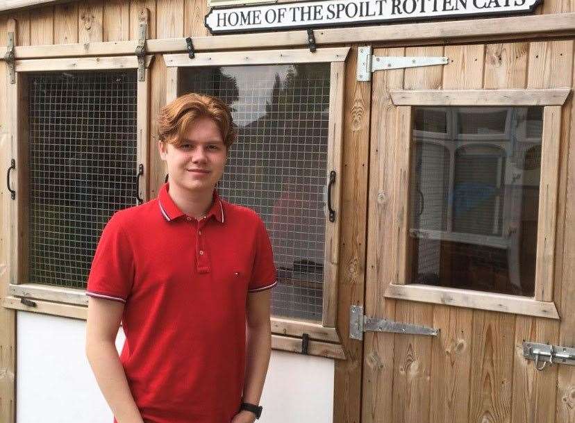Cameron Noble, 16, who volunteers with Cats Protection