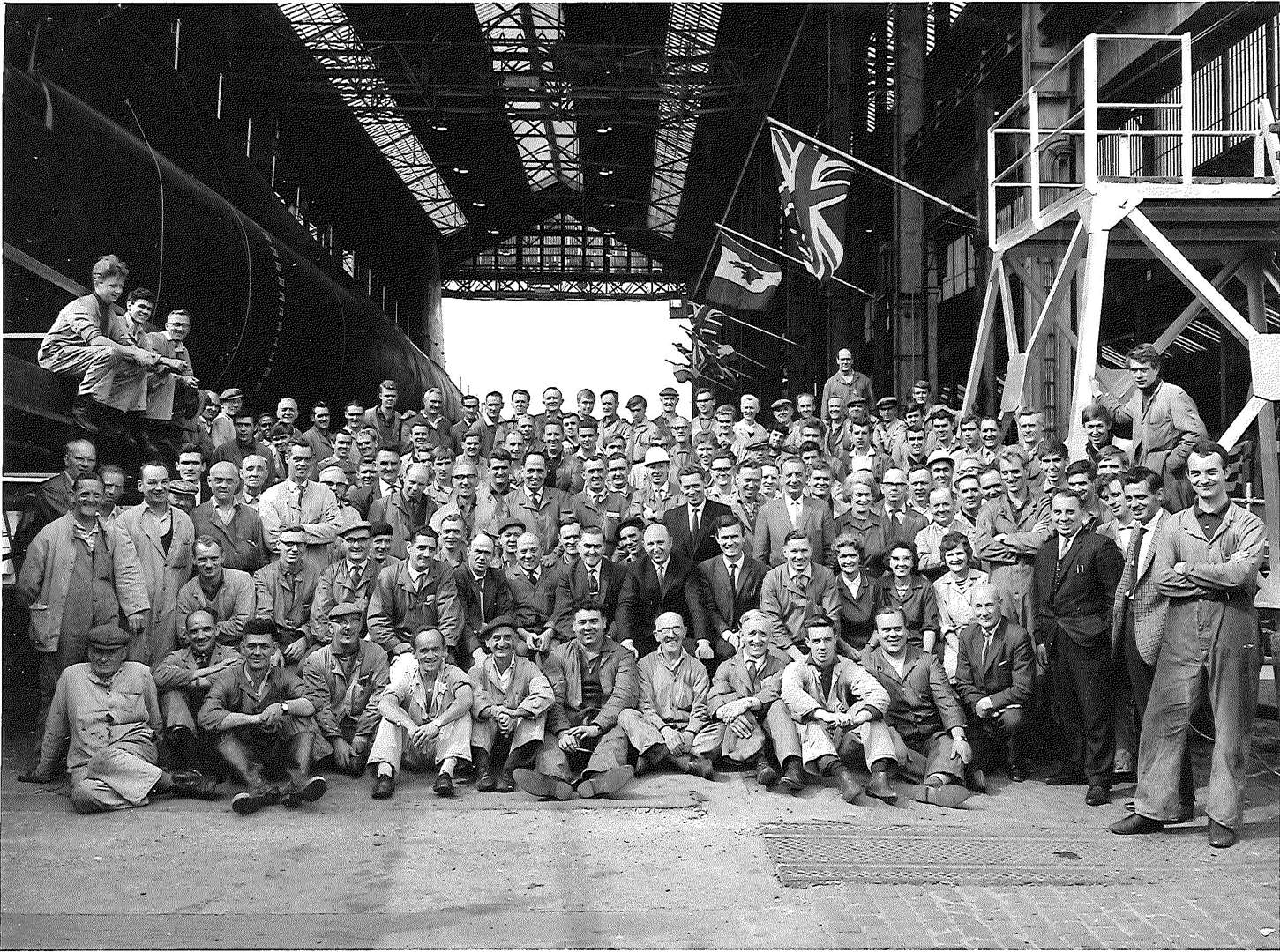 Chatham Dockyard workers who had worked on HMCS Okanagan, in 1966. Picture: Chatham Historic Dockyard