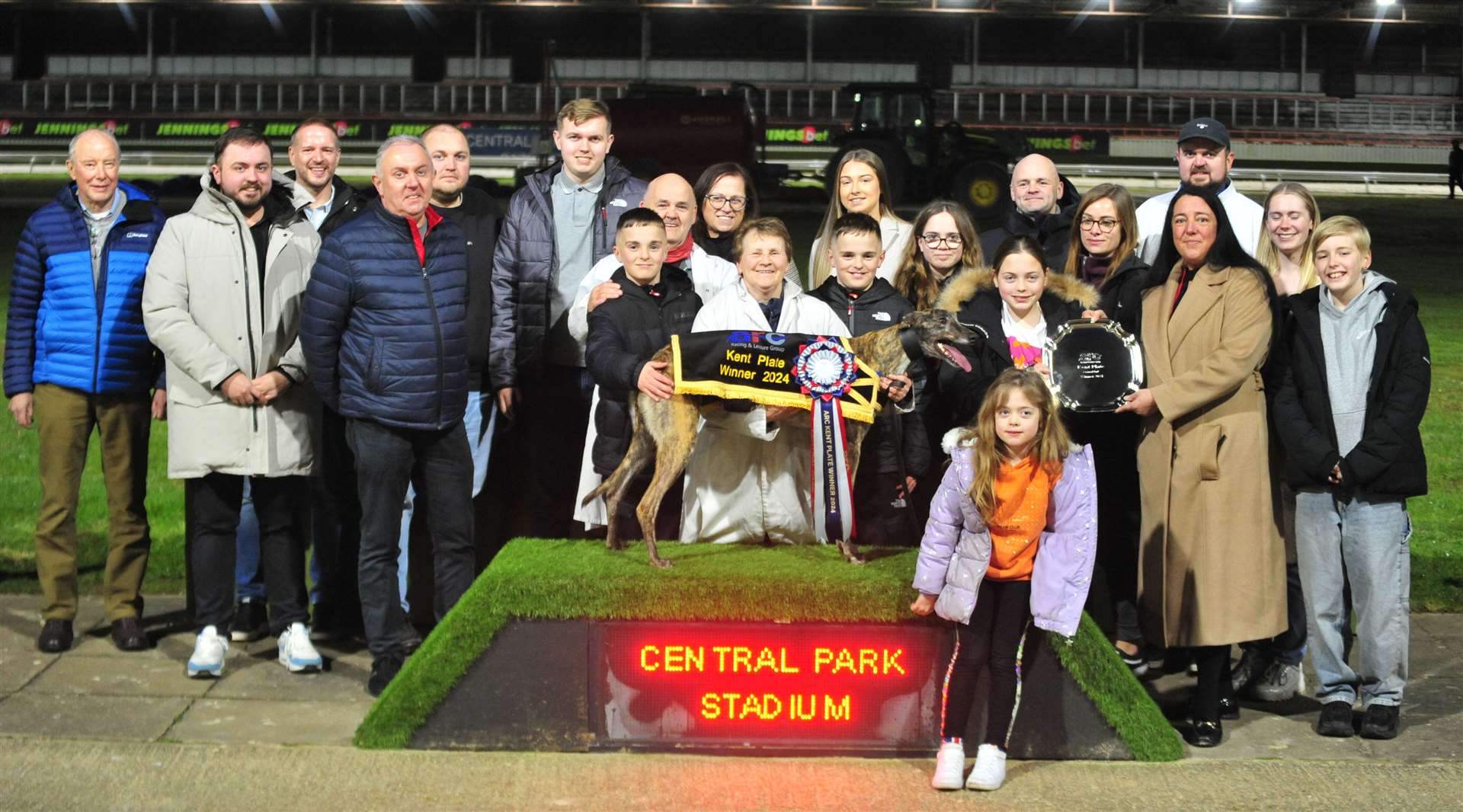 Ashford's Elizabeth McNair and connections celebrate victory for Queen Joni in the £12,500 Arena Racing Company Kent Plate. Picture: Fortitude Communications