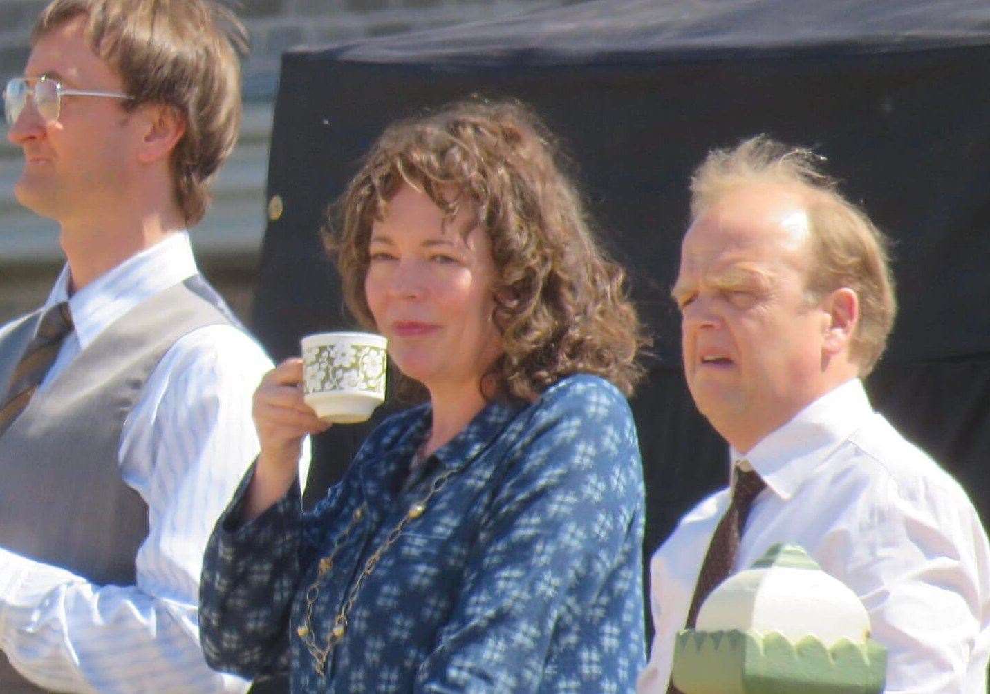 Olivia Colman, Toby Jones and Tom Brooke on Margate seafront as filming for Empire of Light concluded. Picture: Roberto Fabiani