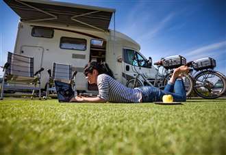 Happy campers head to a camping and caravanning show