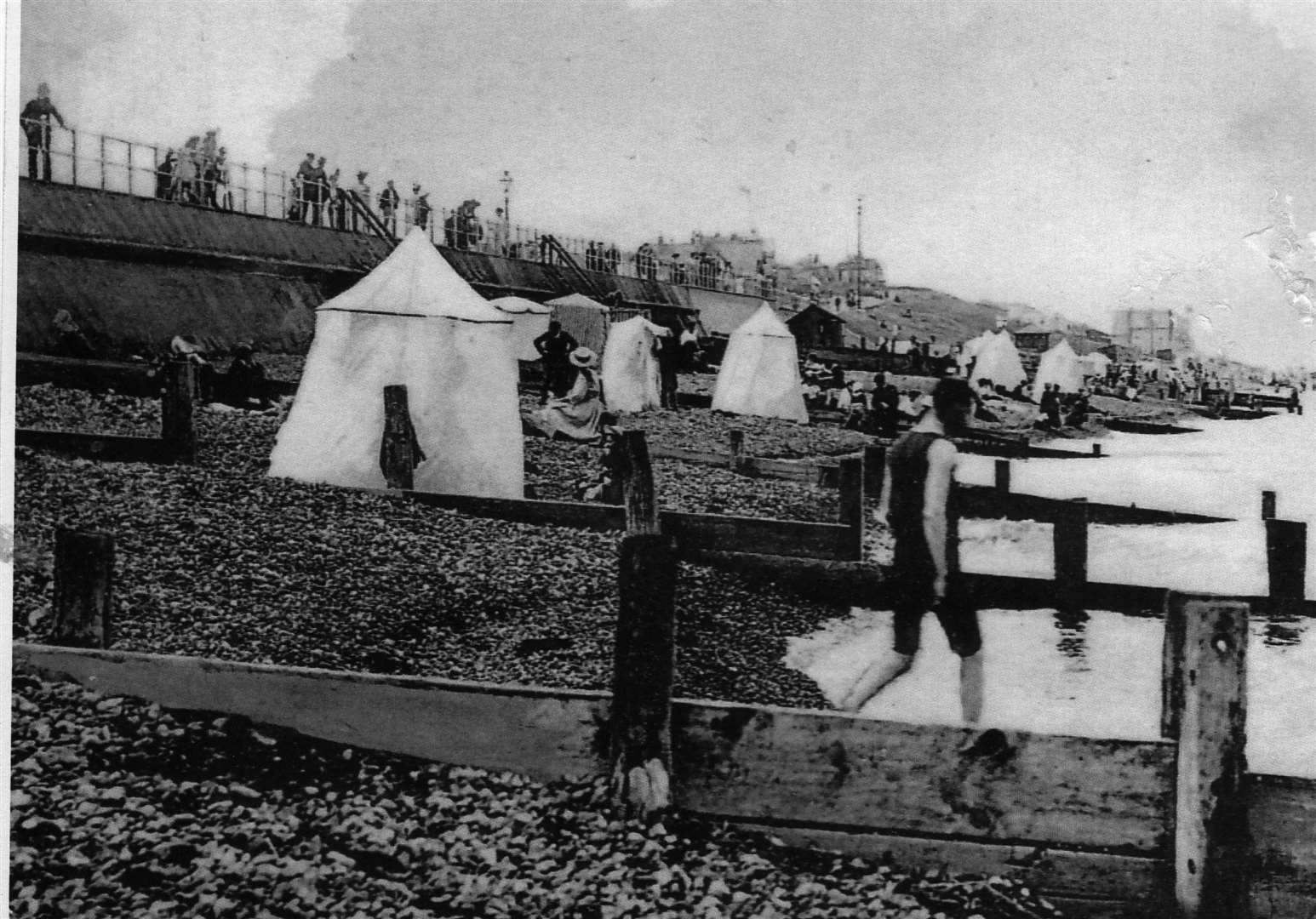 Bathing tents at West Beach in 1906. Picture: Sylvia McKean