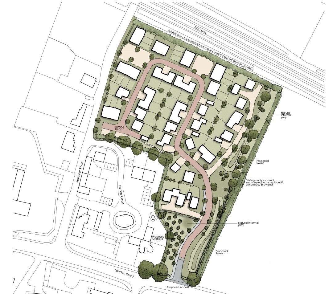 A map of how the development between Seymour Road and the A2 London Road in Rainham could look. Picture: Esquire Developments/ ON Architecture