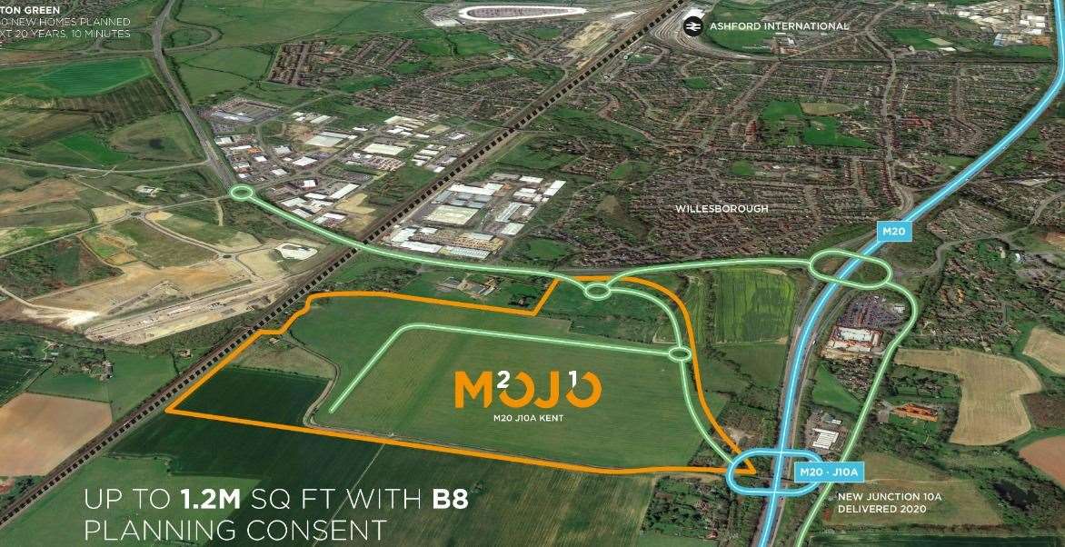 The huge MOJO site is near to the newly-built Junction 10a. Pic: MOJO