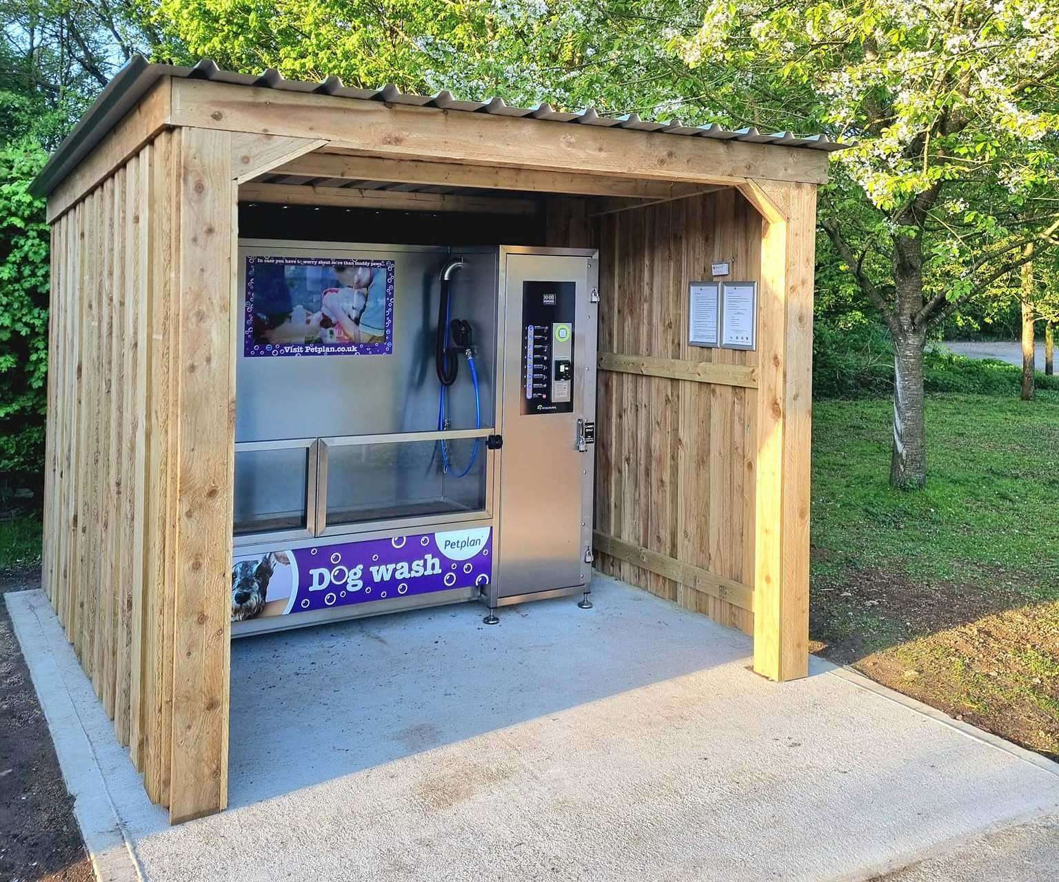 A dog wash machine has been installed at Leybourne Lakes Country Park. Picture: Facebook