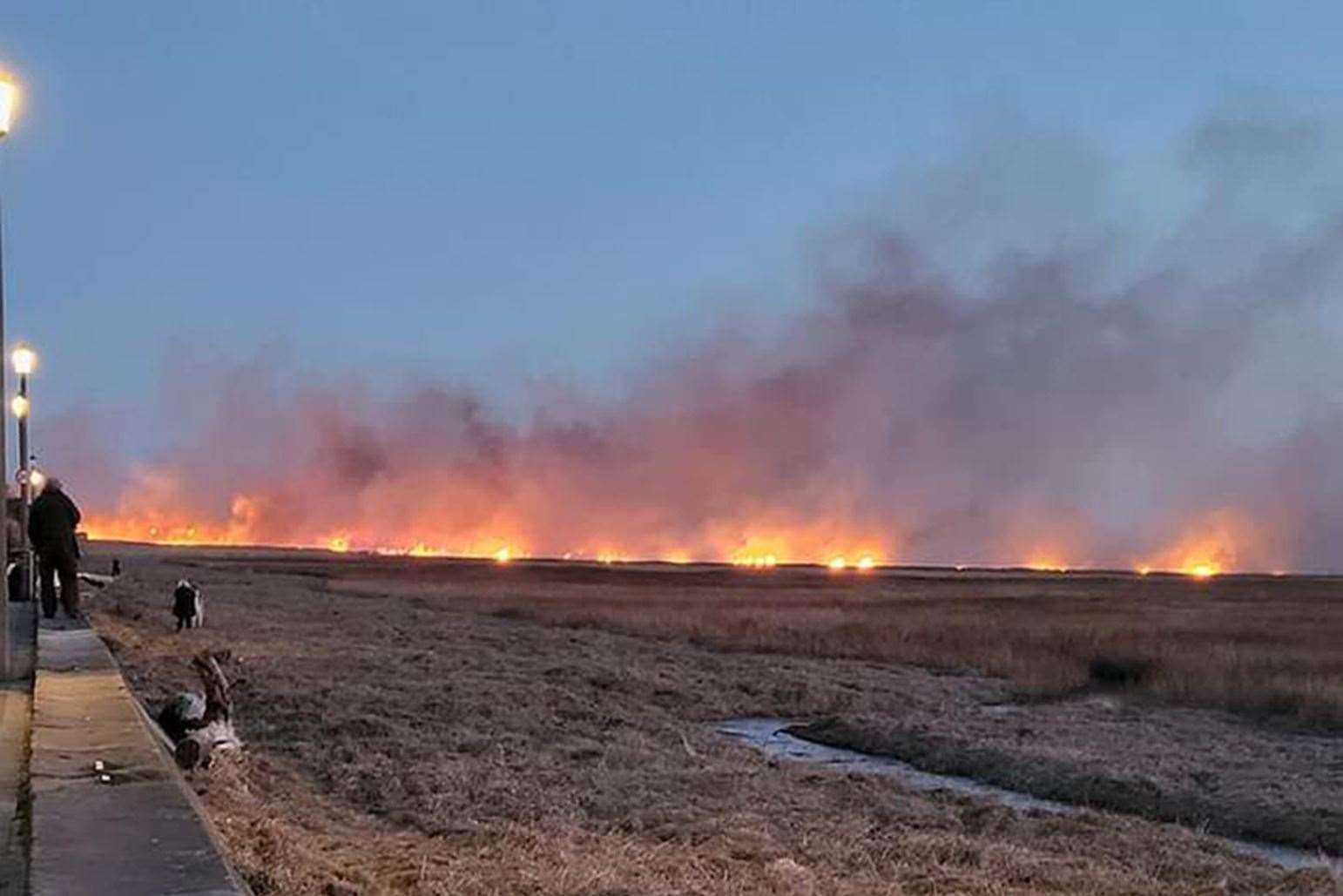 Fire Crews Tackle Blaze On Marshland On The Wirral