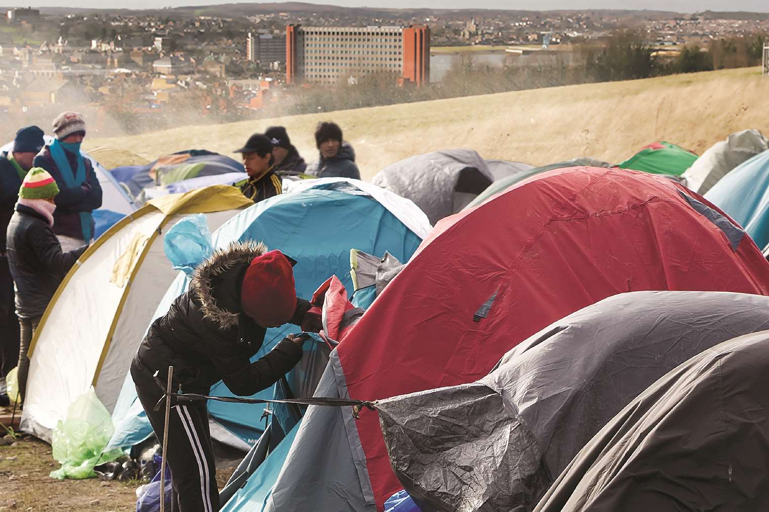Medway Ukip leader Roy Freshwarter suggests putting refugees in tents in parks. Photoshopped image.