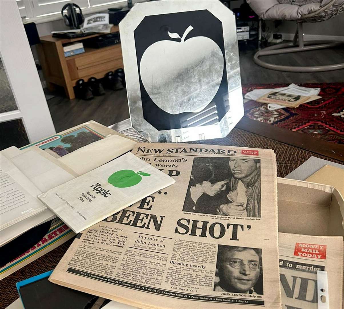 The 71-year-old has a collection of Beatles and Apple memorabilia. Picture: SWNS