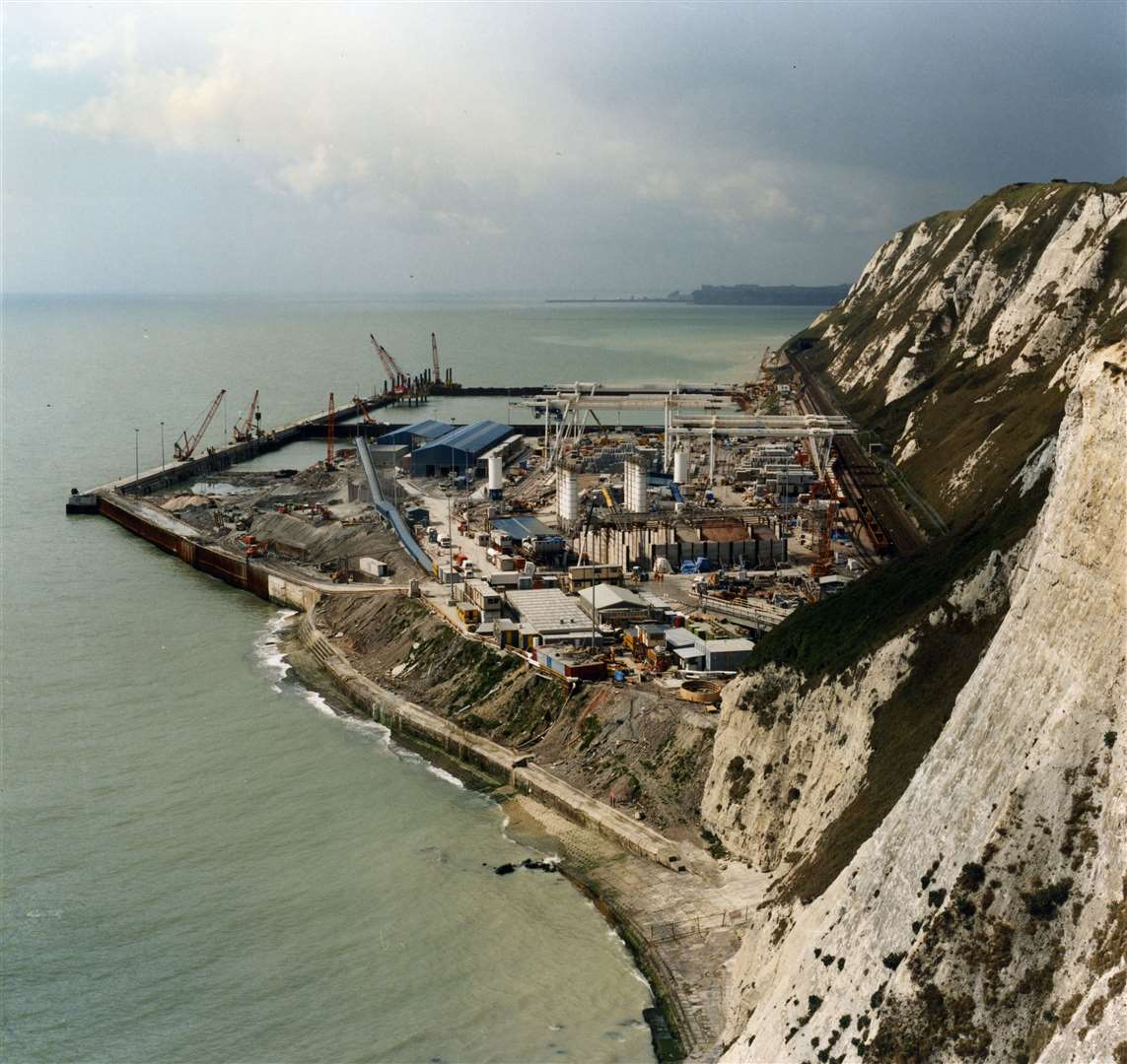 Construction work at Samphire Hoe in the 90s