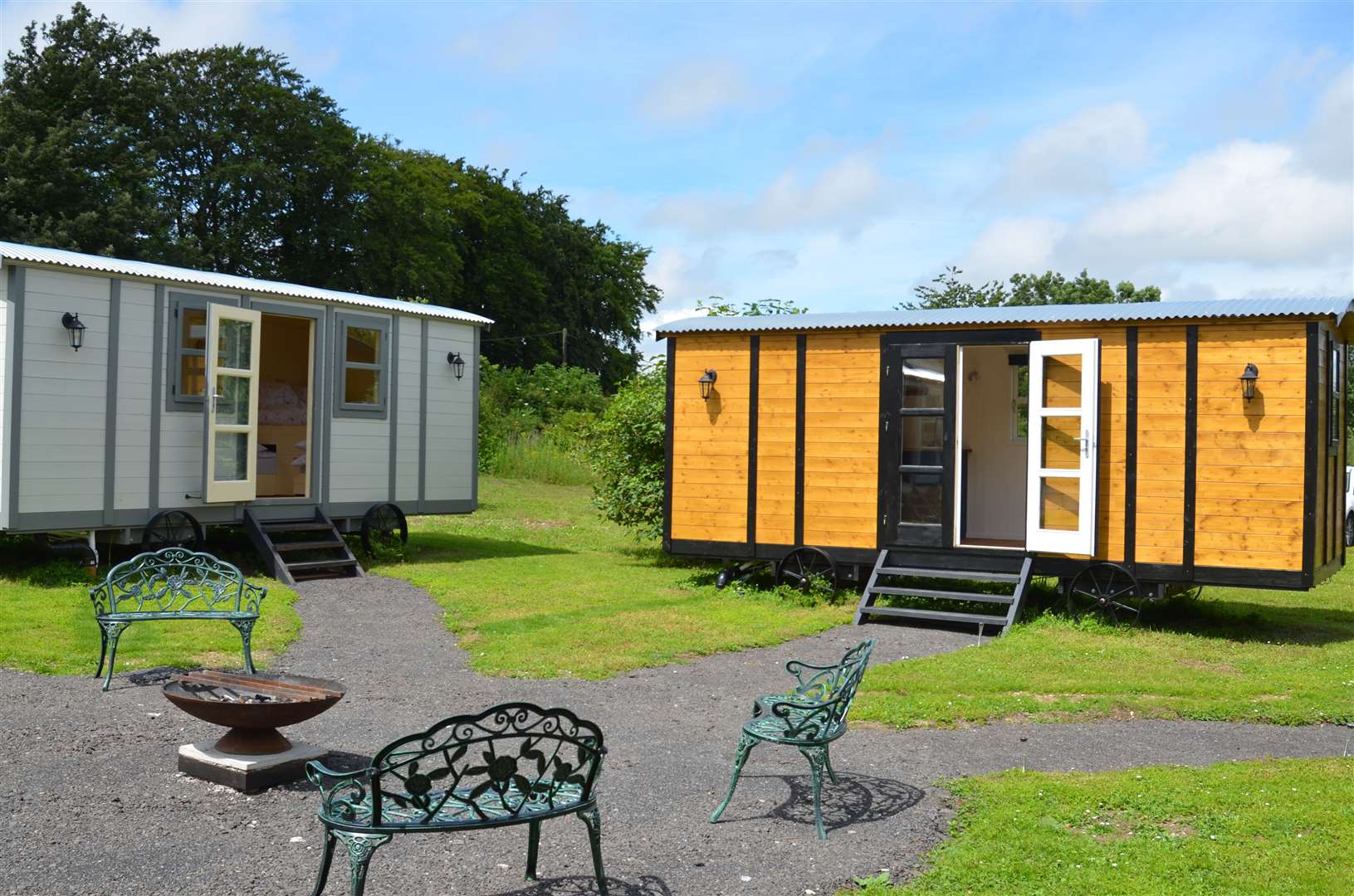 On-site accommodation is now available in the form of five shepherds' huts