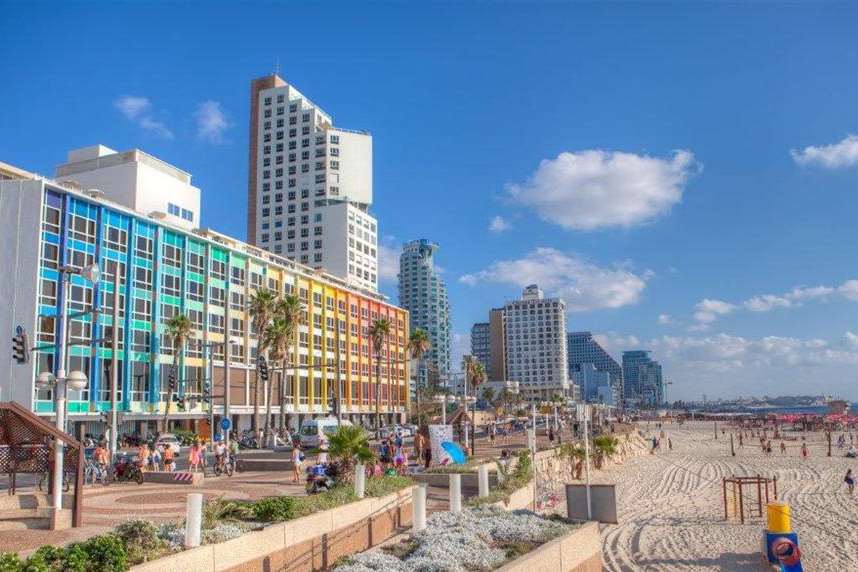 The colourful Dan Tel Aviv hotel offers stunning beach views