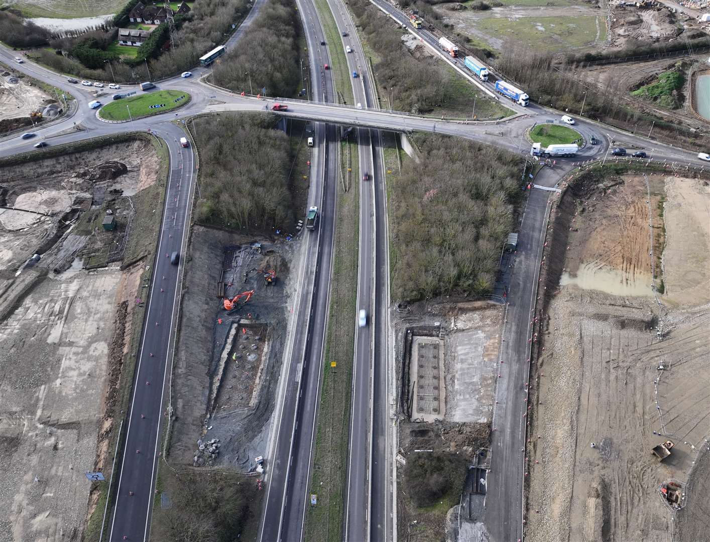 Construction of the new A249 carriageways to the south of the Stockbury roundabout is ongoing. Picture: Phil Drew