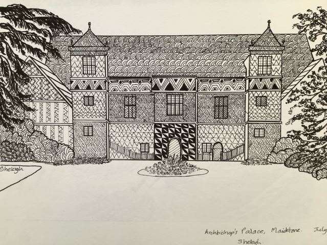 The Archbishop's Palace, in Maidstone, drawn by Shelagh Oates