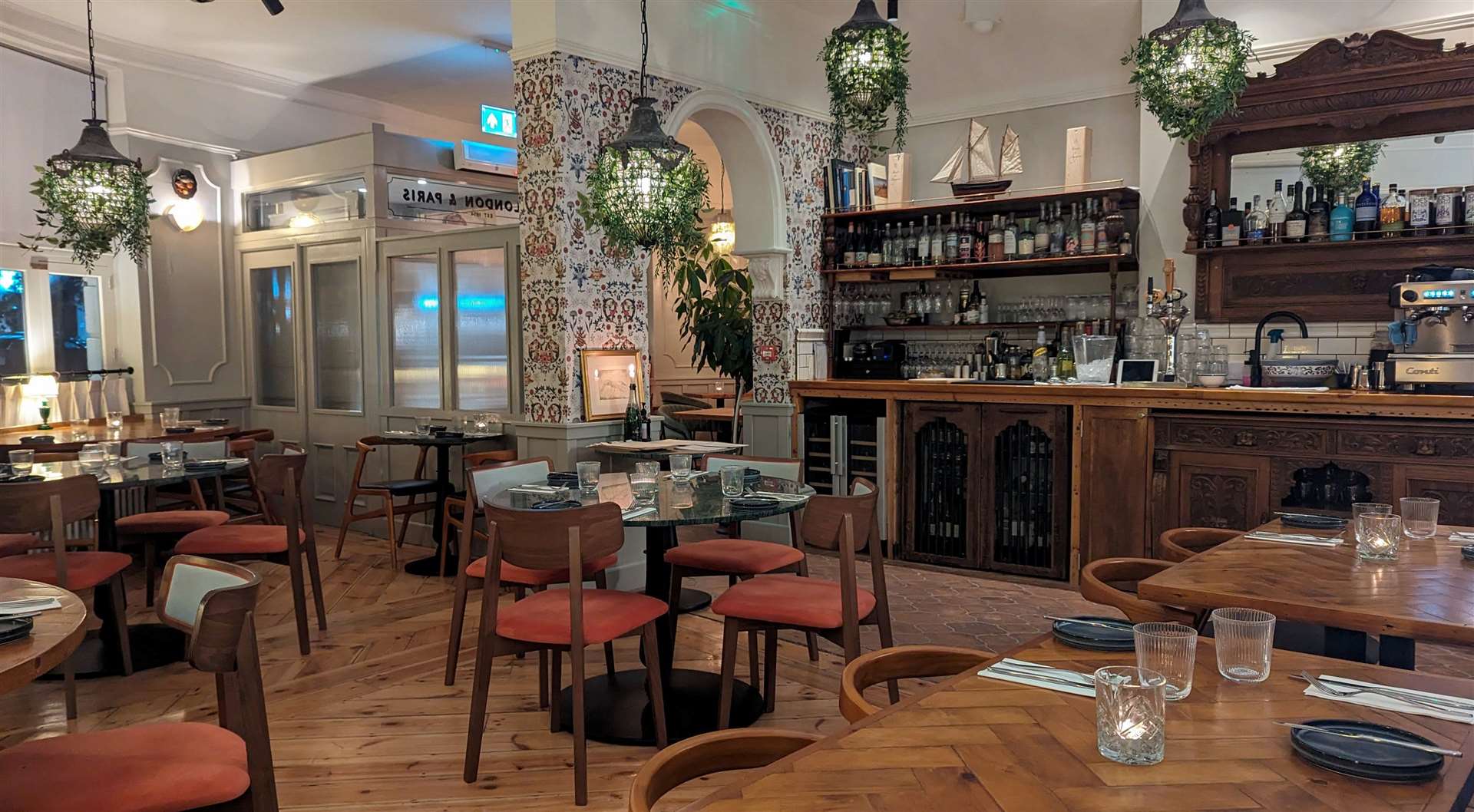 Inside the London and Paris seafood restaurant in Folkestone