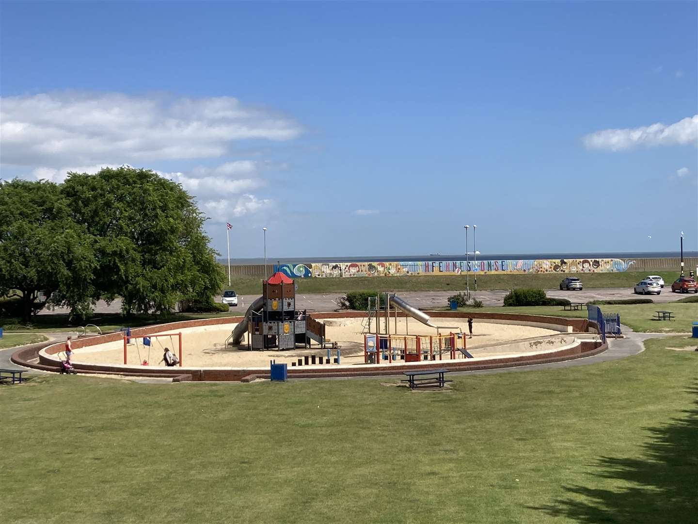 The sandpit children's play area at Beachfields on the seafront at Sheerness