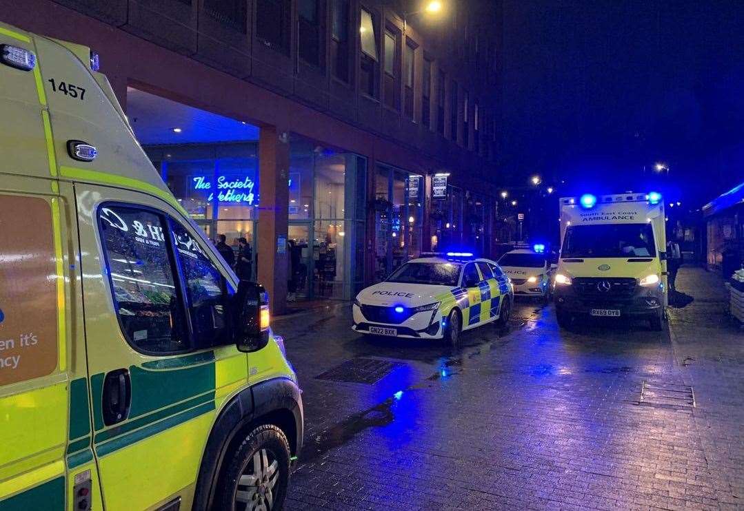 Police And Ambulance Crews Outside Society Rooms Wetherspoon S Pub In