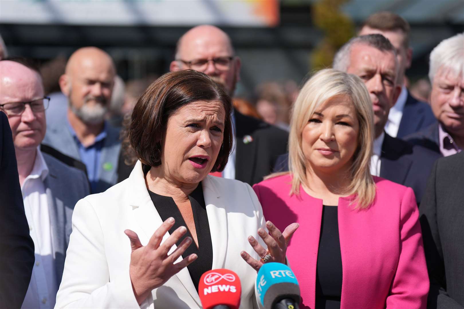 Sinn Fein leader Mary Lou McDonald and Stormont First Minister Michelle O’Neill in Dublin on Sunday (PA)