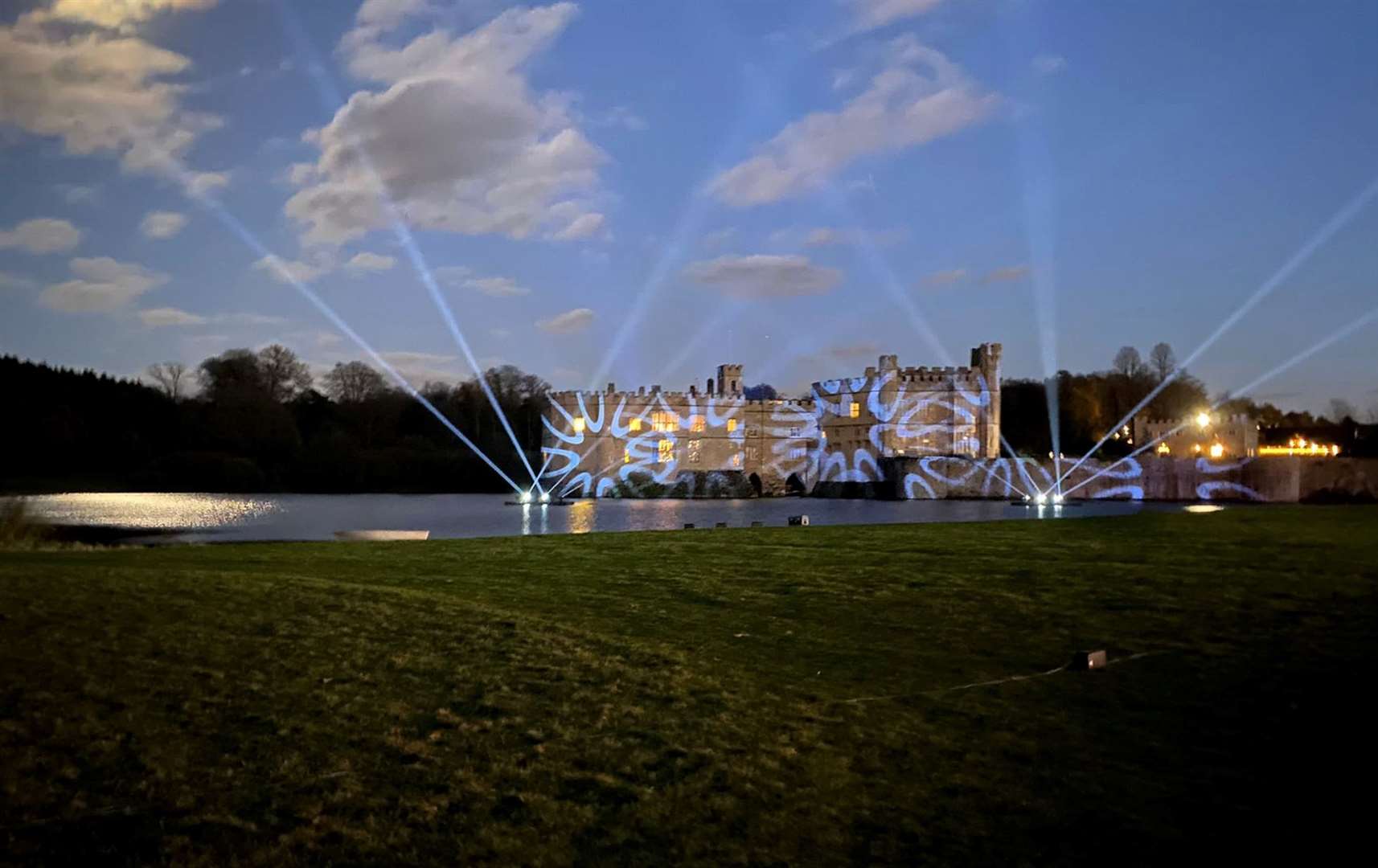 The castle was illuminated by lasers and projections and surrounded by music