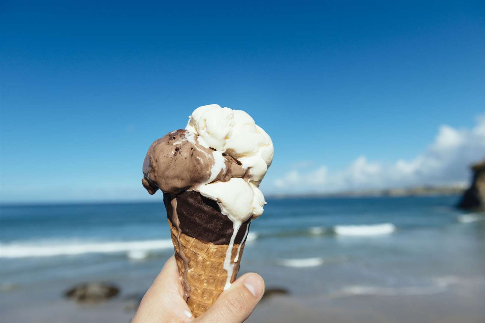 The average ice cream price was £2 in Hythe. Stock image