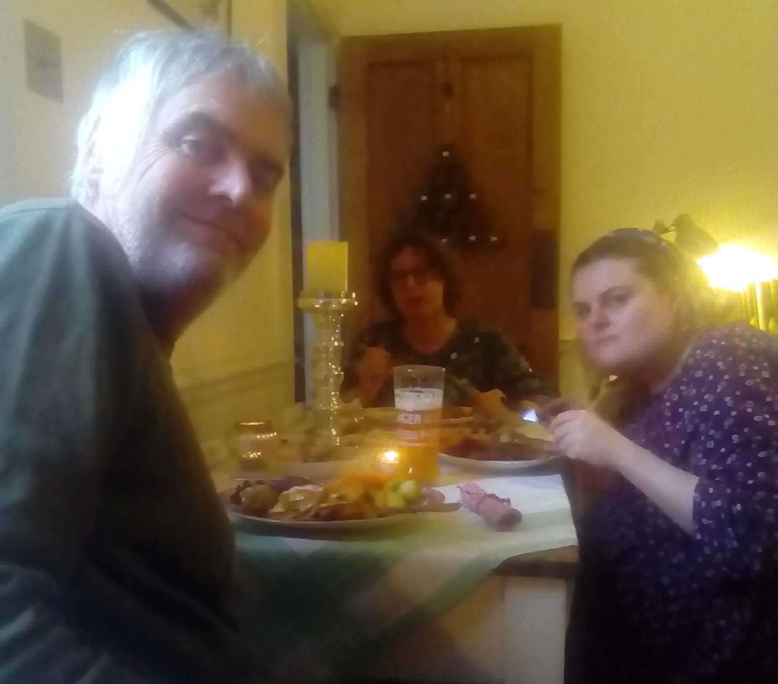 Rob Boxall, his wife Mandy and daughter Mollie celebrated Christmas alone last year as they are still shielding from Covid. Picture: Rob Boxall