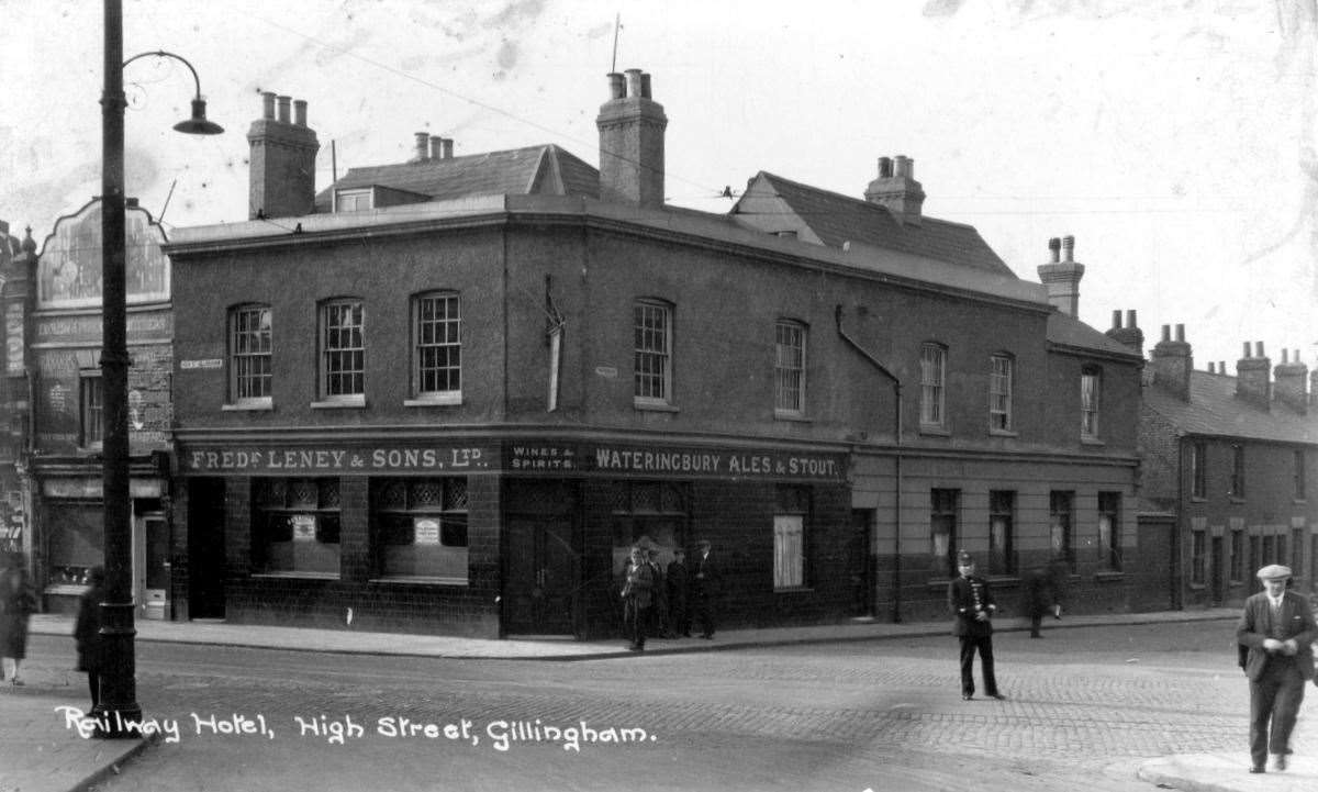 The Railway Hotel in Gillingham was a Frederick Leney pub, pictured in the 1930s