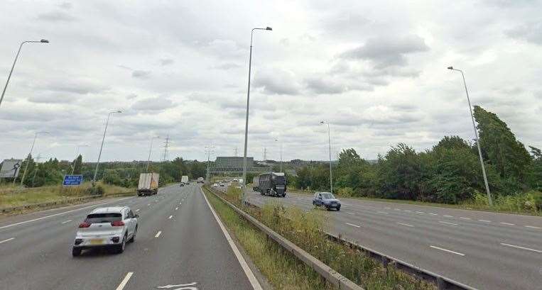 An overturned car on A2 coastbound at A2260 Southfleet Road has sparked delays. Picture Google