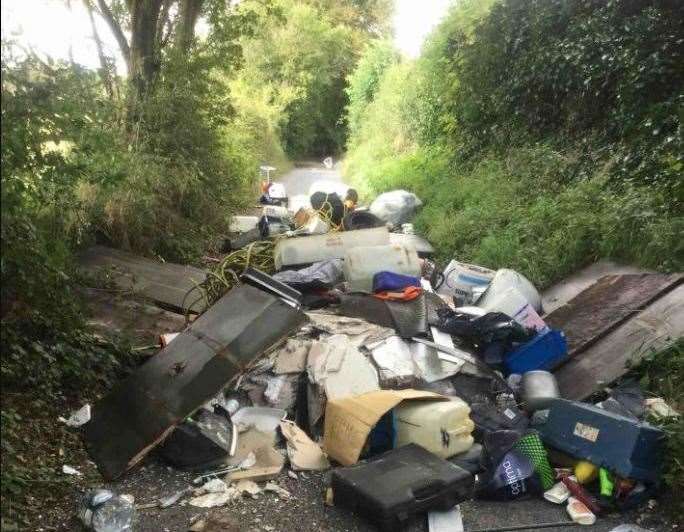 Rubbish was dumped on School Lane, Swanley. Picture credit: Kent County Council