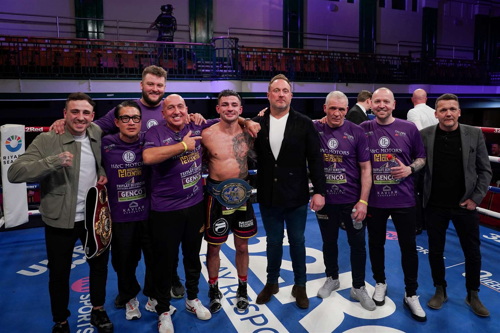 Sam Noakes and team celebrate another win on the road to what they hope is world glory Picture: Stephen Dunkley / Queensberry Promotions