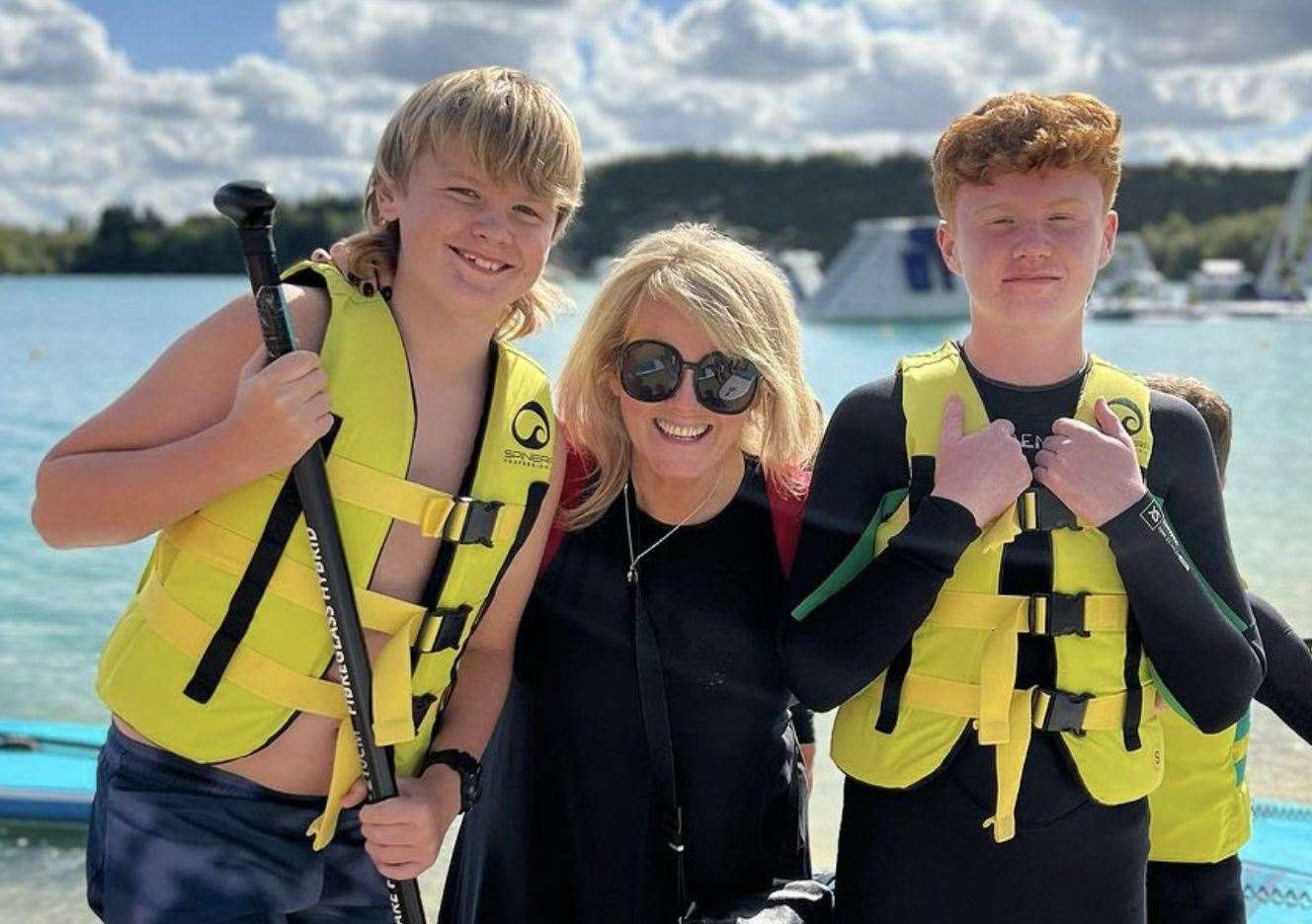 Coronation Street star Sally Lindsay celebrated her twin boys' birthday at St Andrews Lake in Rochester. Photo: Sally Lindsay/St Andrews Lake/Instagram