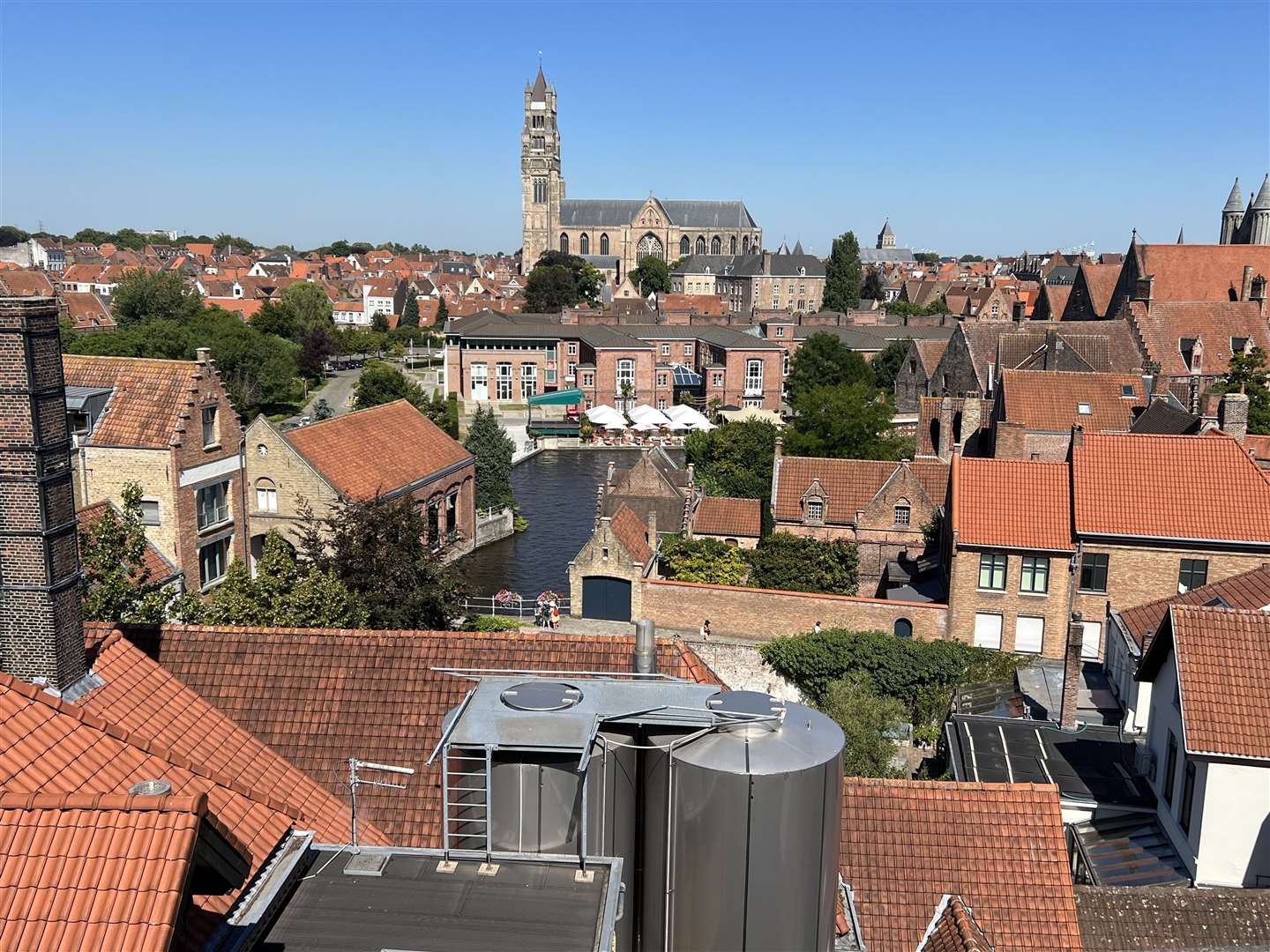 The view of Bruges from the top of the De Halve Mann brewery
