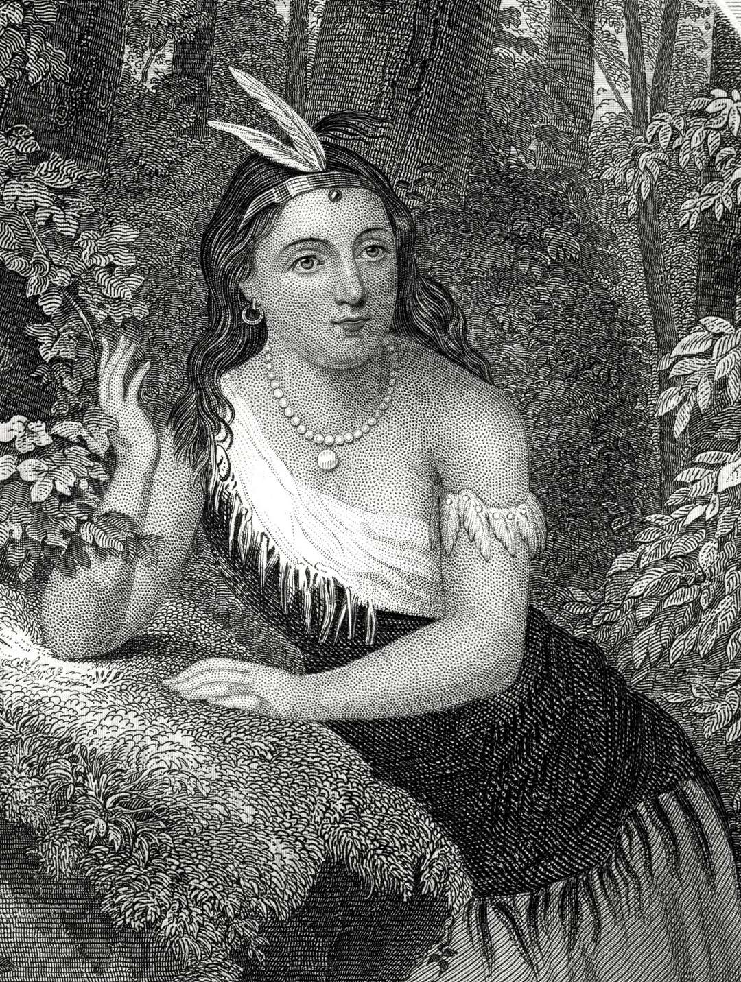 Engraving from 1885 featuring a depiction of Pocahontas who lived from about 1595 until 1617. Picture: istock/traveler1116