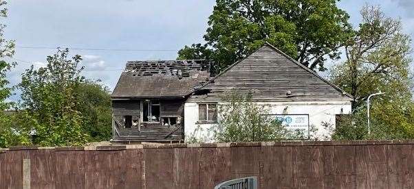 The derelict building behind the Fountain of Ale pub in Sittingbourne town centre