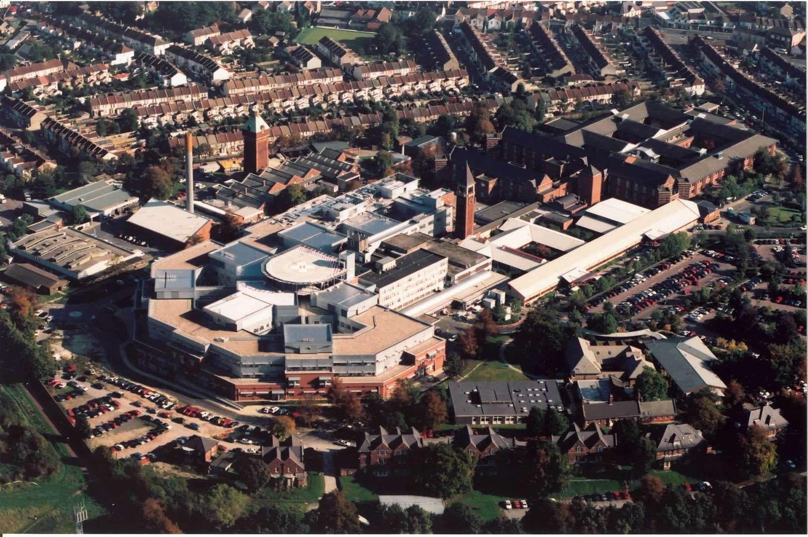 The Medway Maritime Hospital pictured from above in 1999