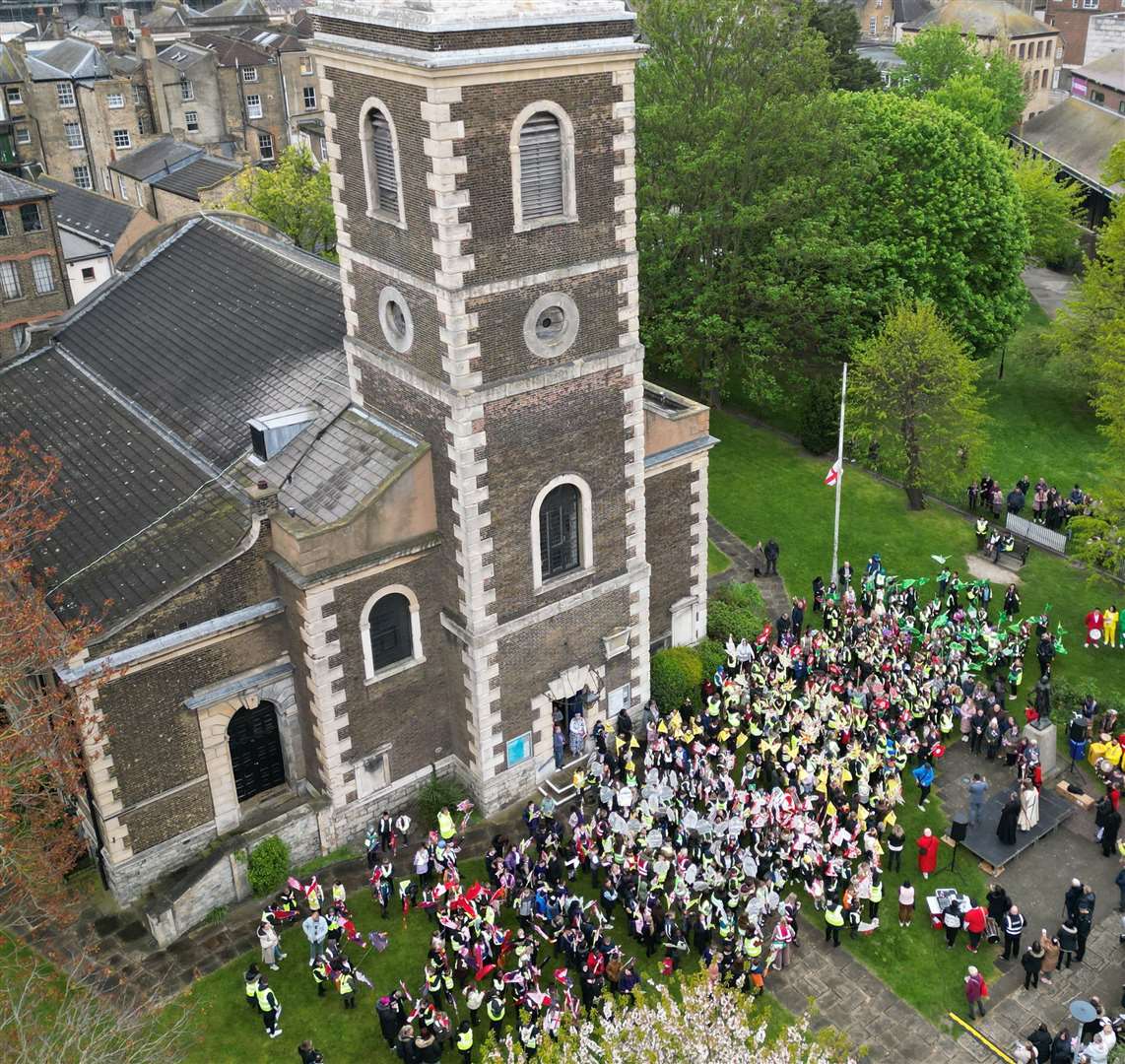 Hundreds of pupils participated in St George's Day parades. Picture: Jason Arthur