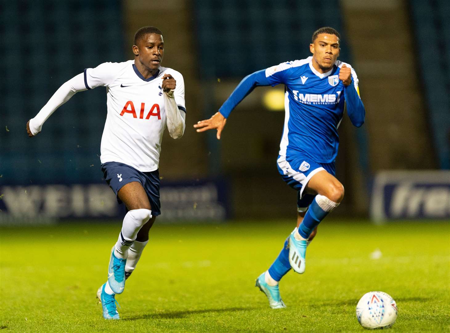 Shilow Tracey in action for Spurs at Priestfield in the EFL Trophy earlier this season