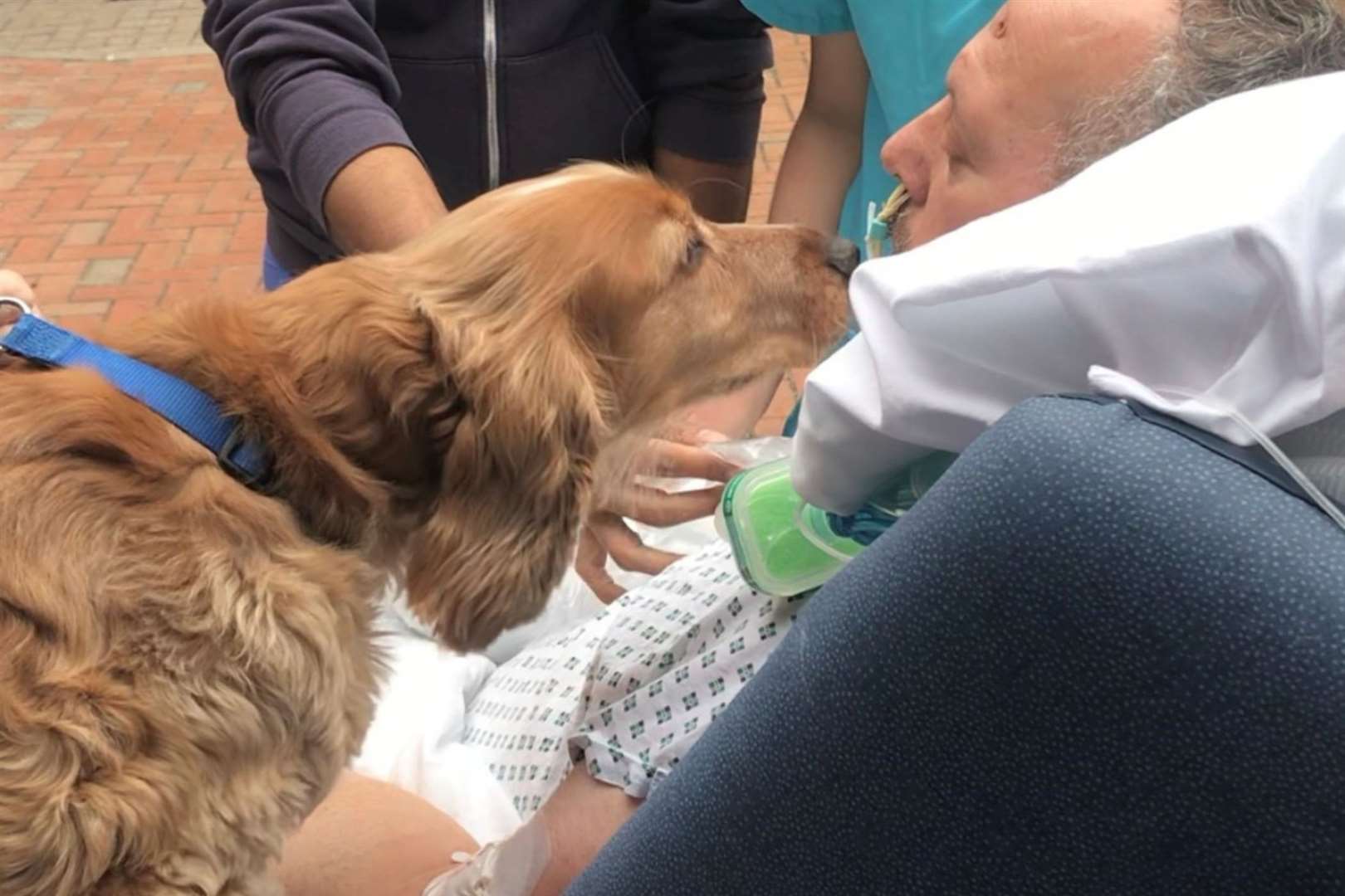 The moment Jim was reunited with his precious pup