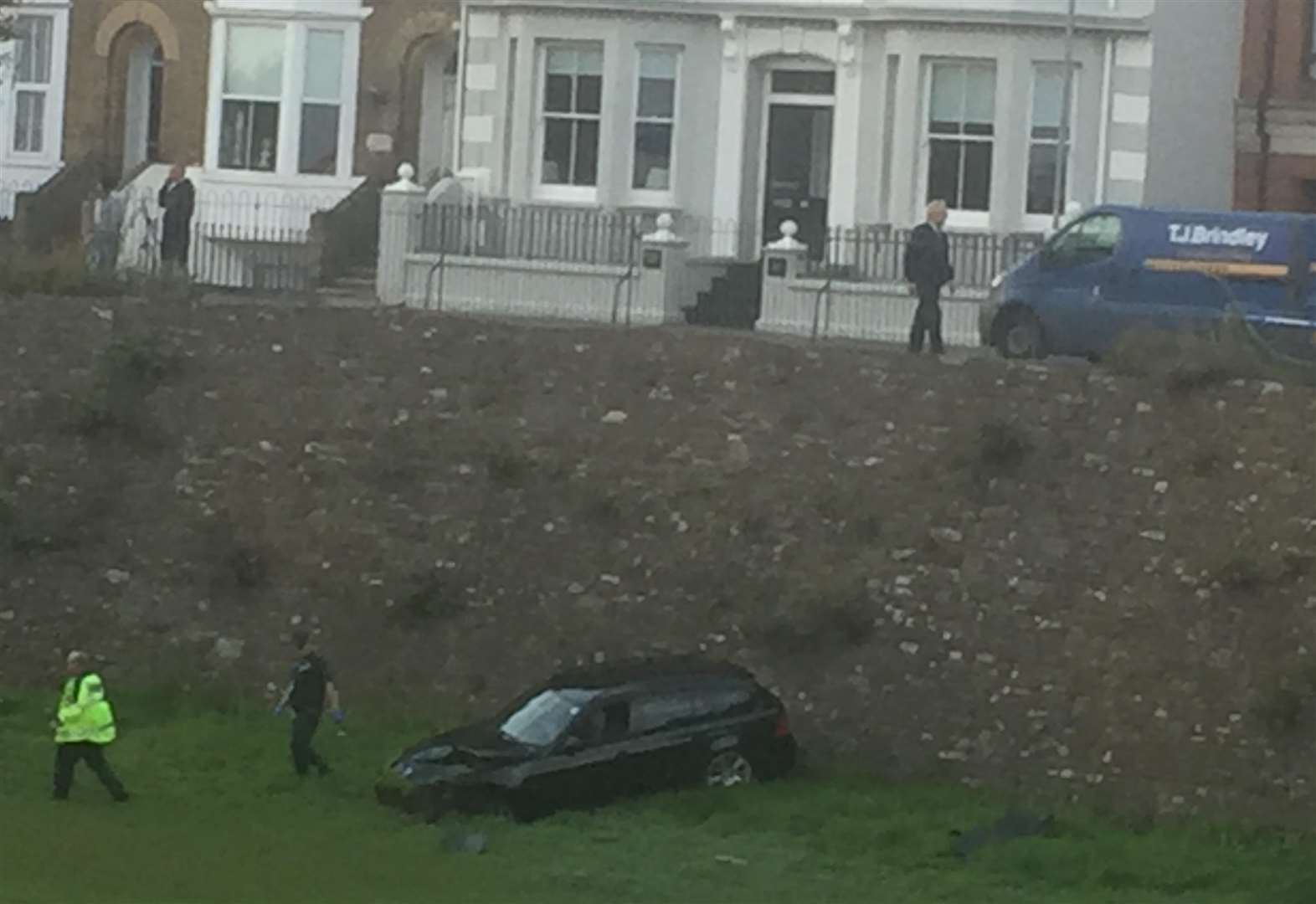 Car Crashes Through Railings And Falls Into Deal Castle Moat