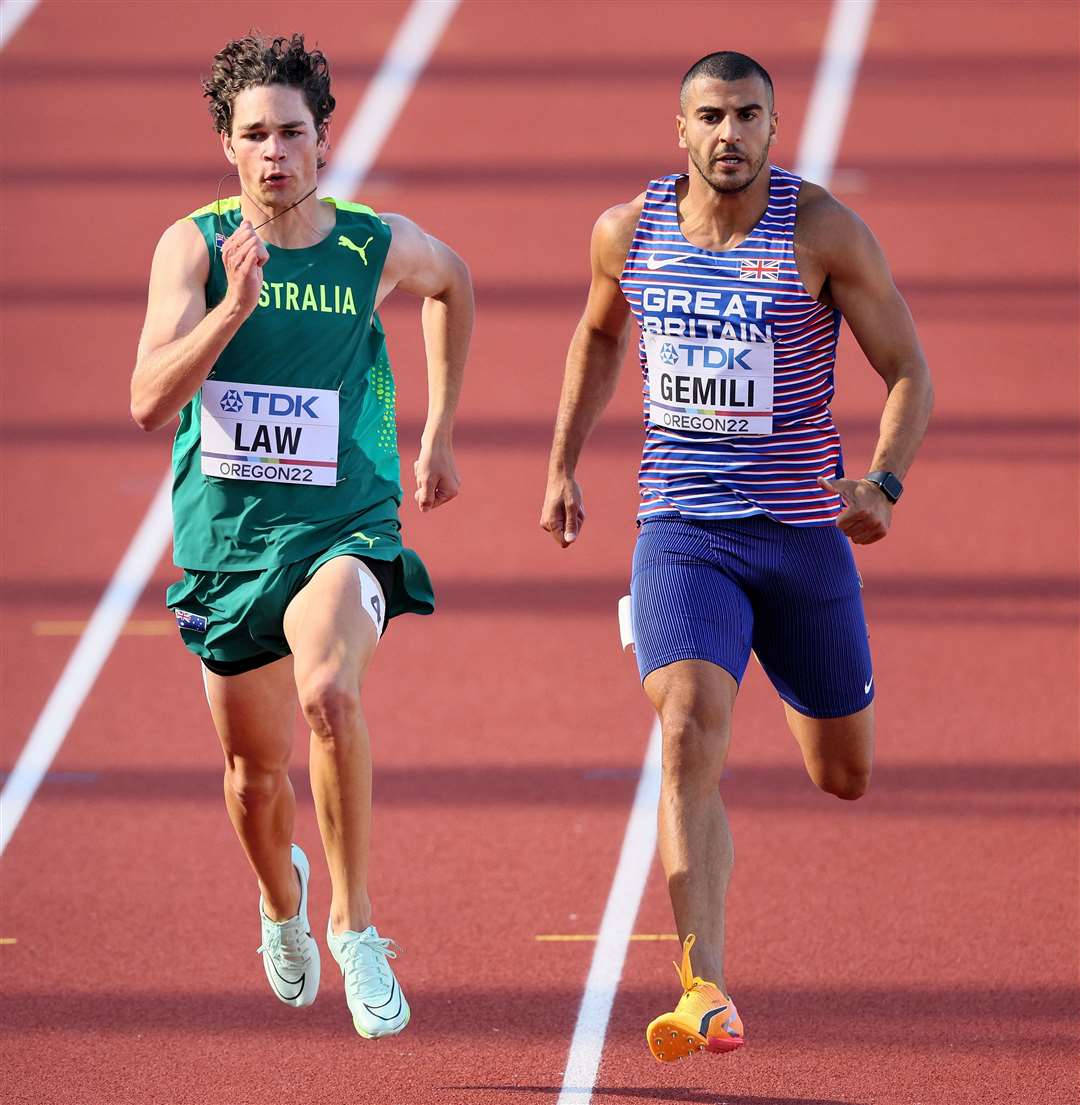Adam Gemili, right, in action in the 200m heats at the 2022 World Championships in Oregon. Picture: British Athletics/Getty Images