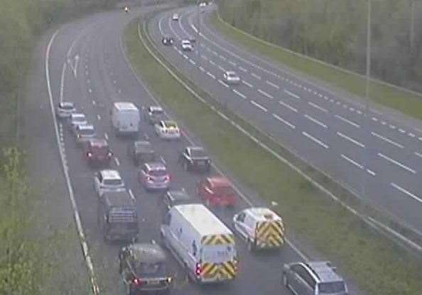 Traffic was stopped on the M2. Picture: National Highways