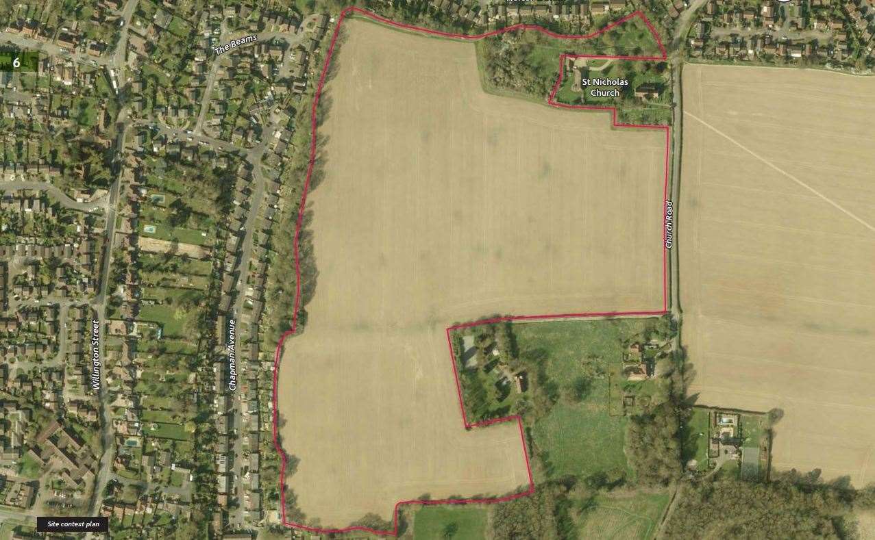 The site for the plans submitted by Bellway Homes