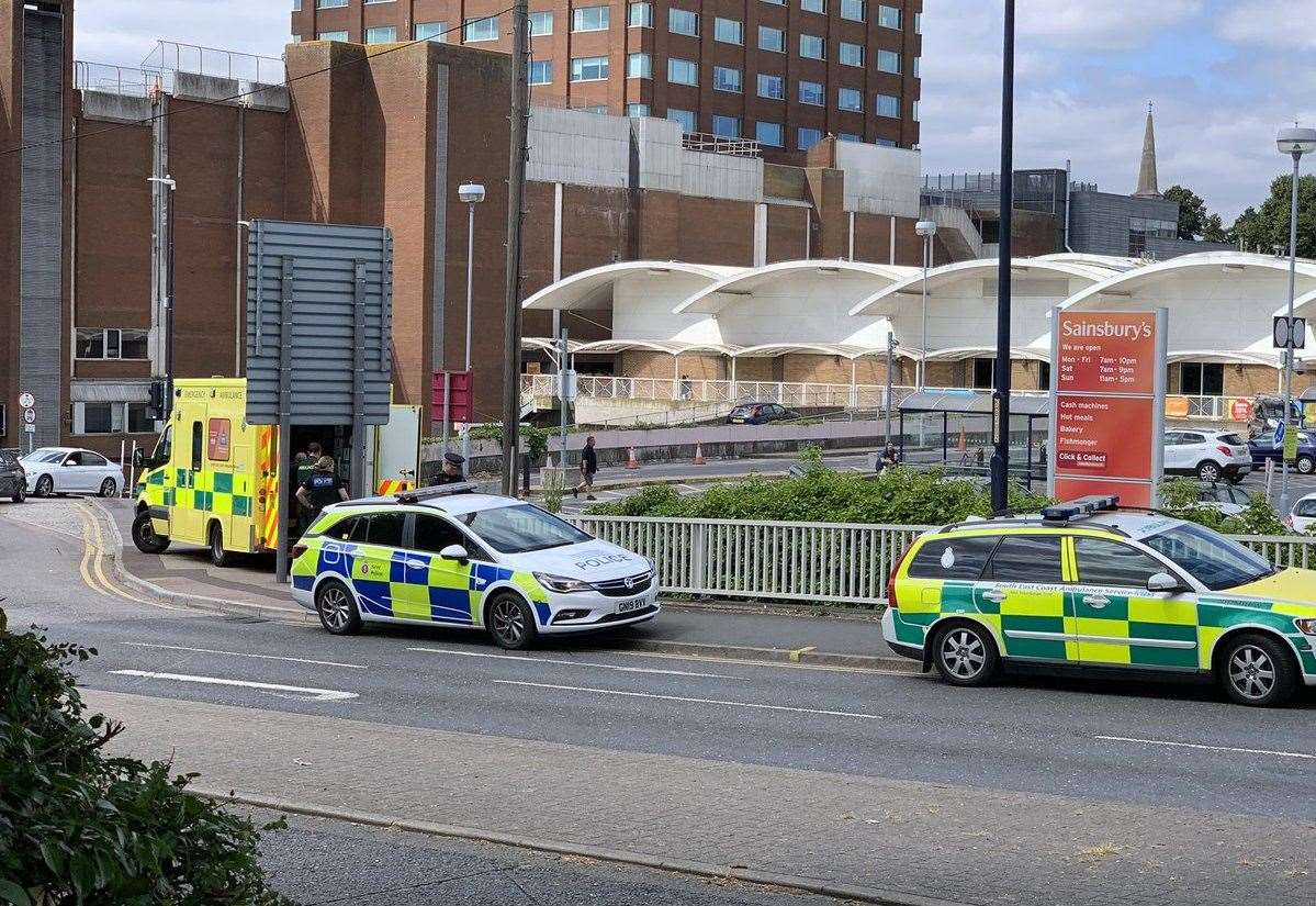 Police And Paramedics Outside Maidstone Sainsbury S