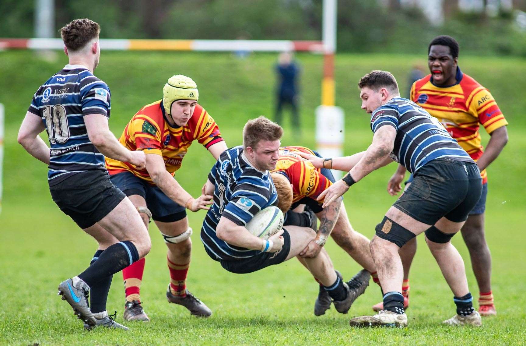 Medway’s Antony Clement gets stuck in against Old Alleynians. Picture: Jake Miles Sports Photography
