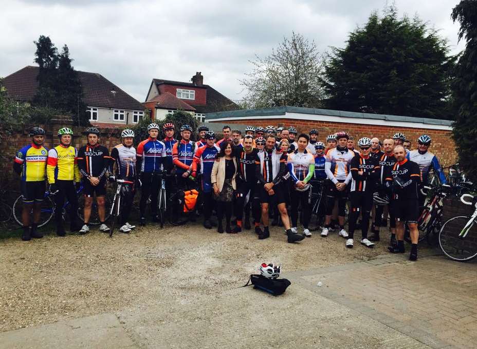 Around 50 cyclist gathered at Mrs Wand's house and followed the funeral procession