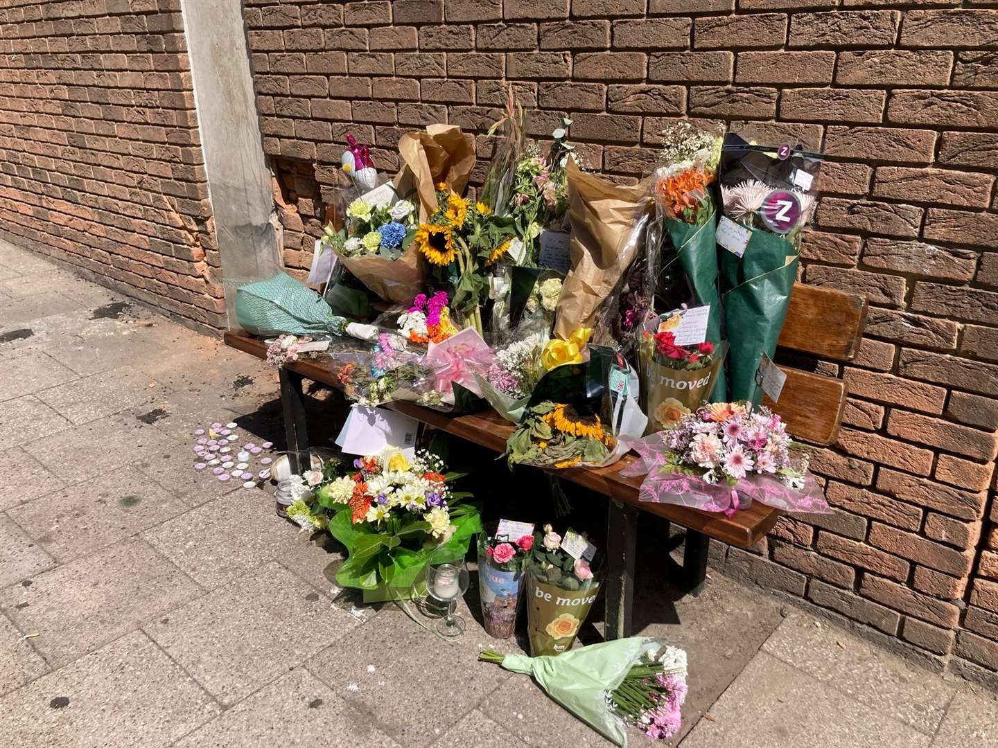 Floral tributes at the scene of the tragedy in Leopold Street, Ramsgate